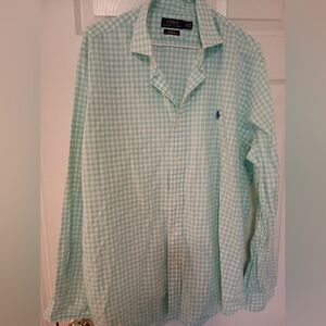 Ralph Lauren Cotton Green Checkered Shirt EUC XL Crazy Price!